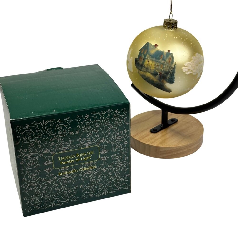 Thomas Kinkade "Blessings Of Christmas" Glass Hand-Painted Ornament Collectible